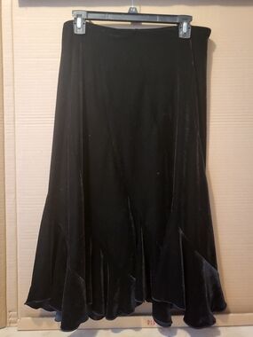 Style & Co. Black Velvet A-Line Skirt with Fluted Hem